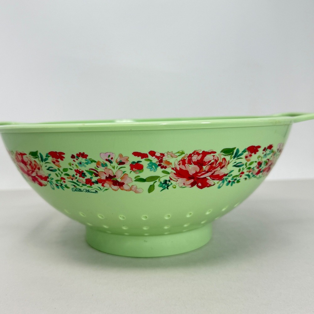 Pioneer Woman Mint Green Floral Melamine Colander Strainer with Handles